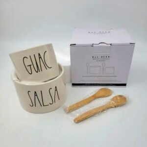 MAGENTA x Rae DunnRae Dunn Artisan Guac + Salsa Set with 2 Bamboo Spoons